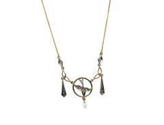 Georgian Briolette Diamond Pendant Necklace Mined Rose Cut .60ct 14K 1800's