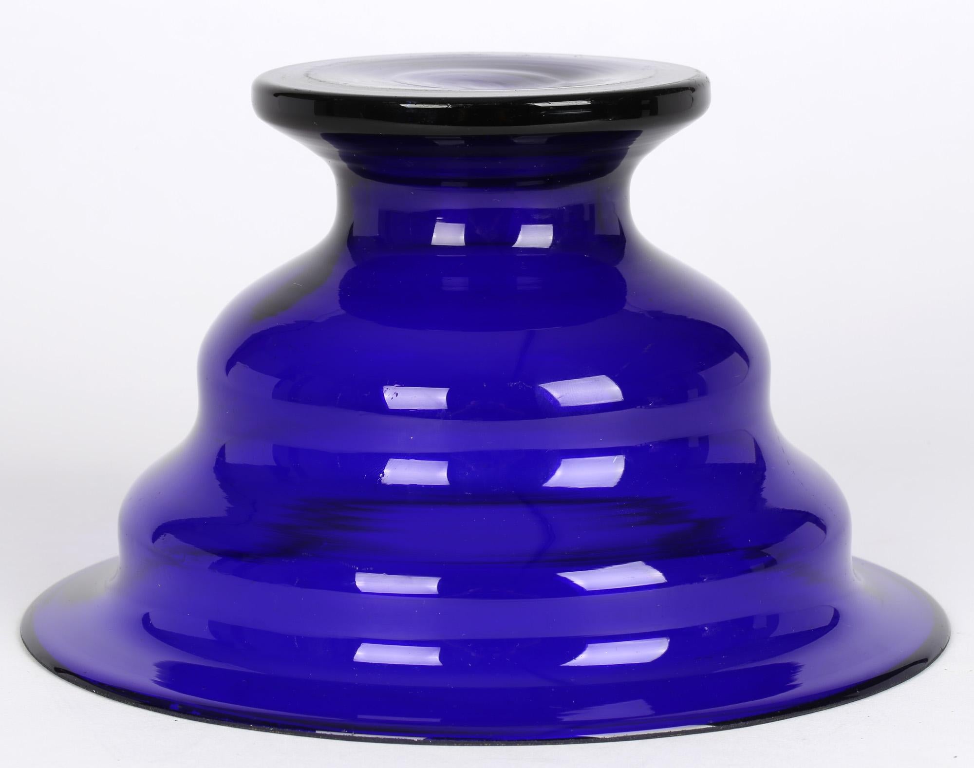 19th Century Georgian Bristol Blue Glass Pedestal Bowl