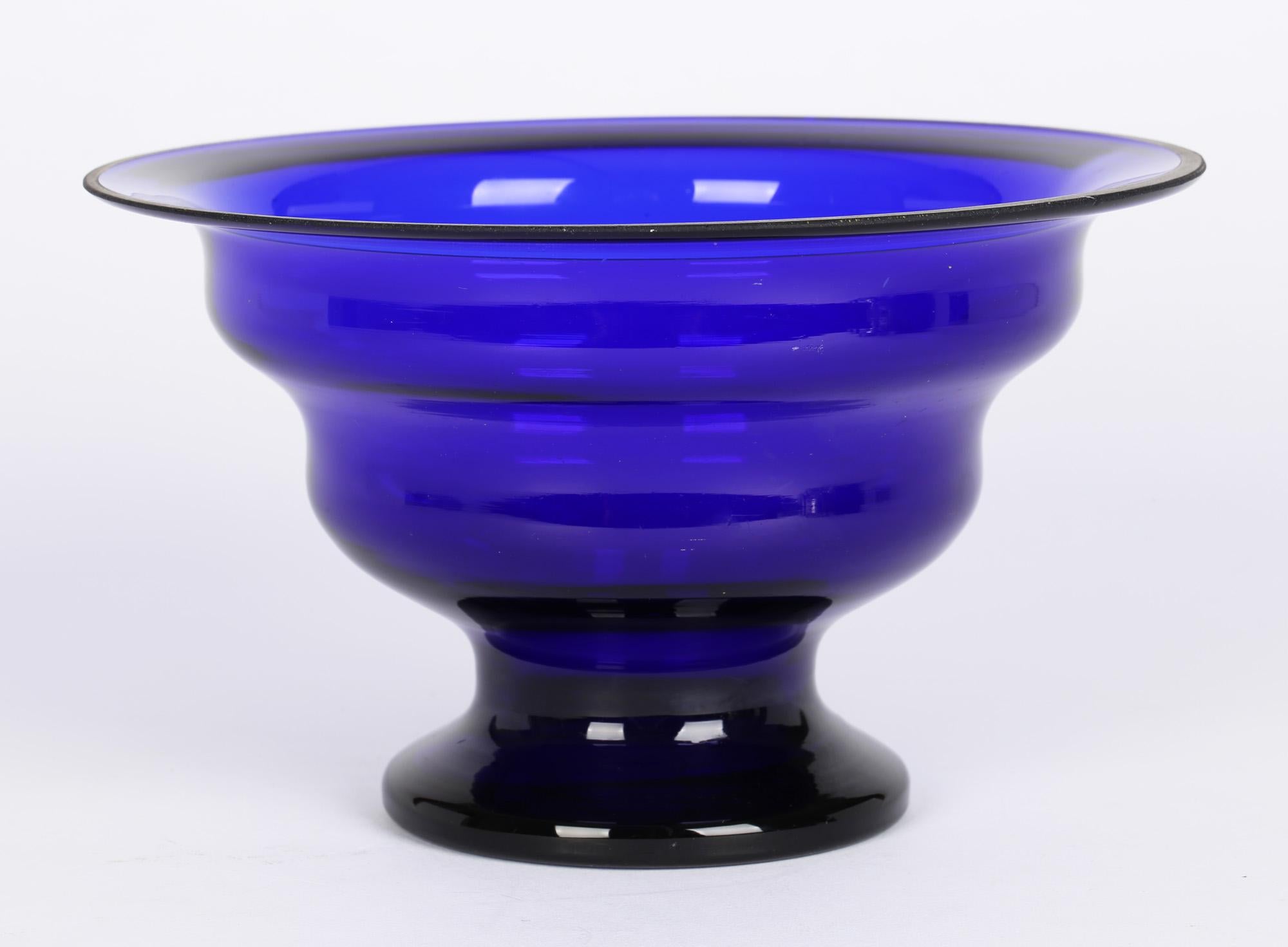Georgian Bristol Blue Glass Pedestal Bowl 1