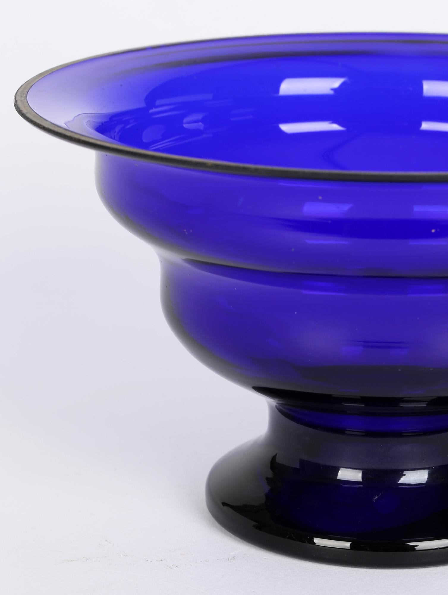 Georgian Bristol Blue Glass Pedestal Bowl 2