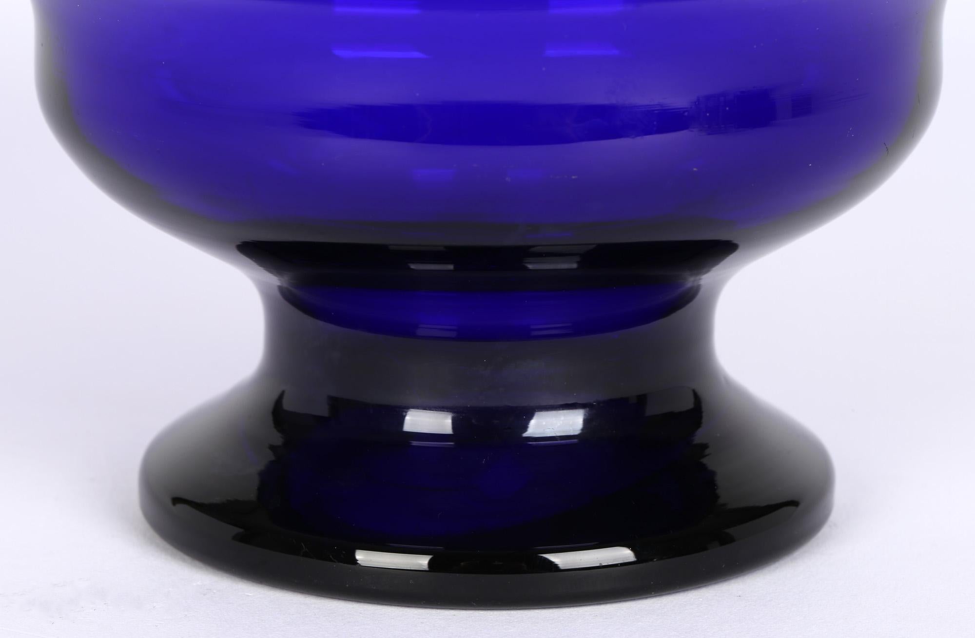 Georgian Bristol Blue Glass Pedestal Bowl 3