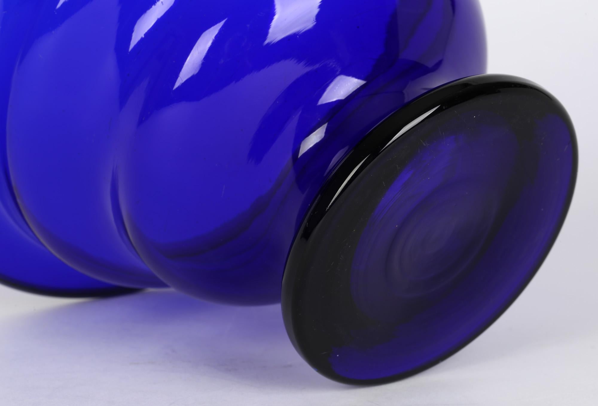 English Georgian Bristol Blue Glass Pedestal Bowl