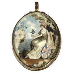 Georgian Britannia Large Gold and Painted Memorial Locket