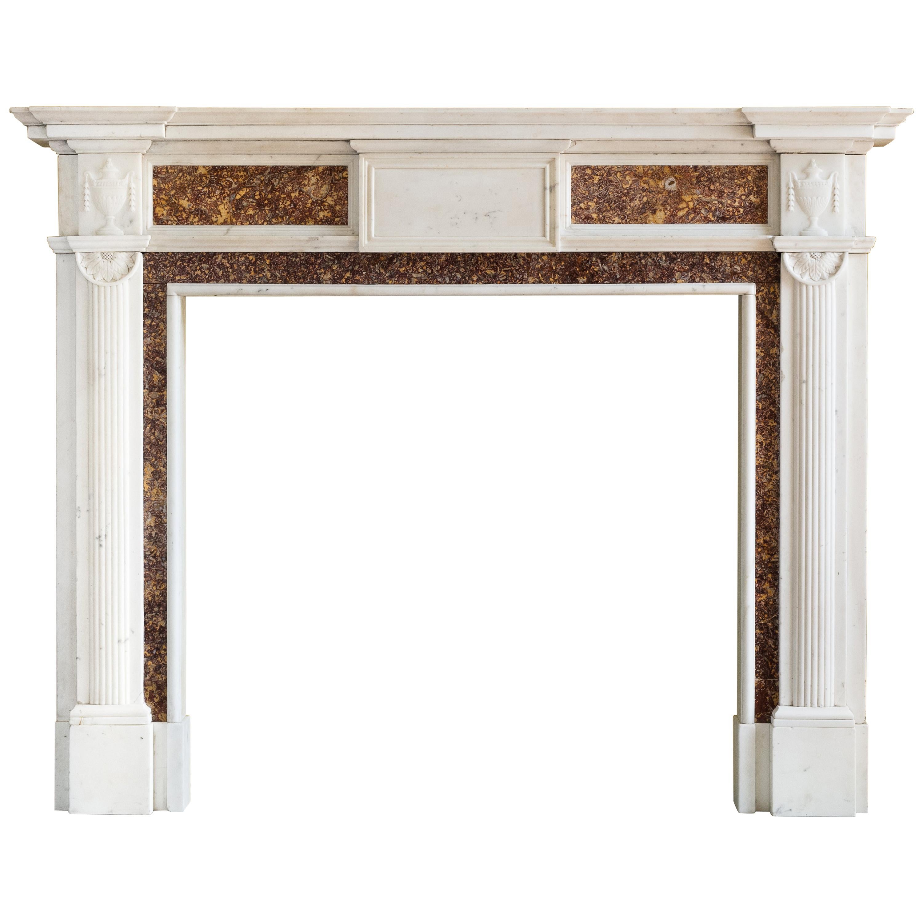 Georgian Brocatello and Statuary Marble Fireplace