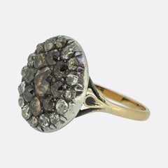 Georgian Brown and White Diamond Cluster Ring