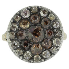 Georgian Brown and White Diamond Cluster Ring