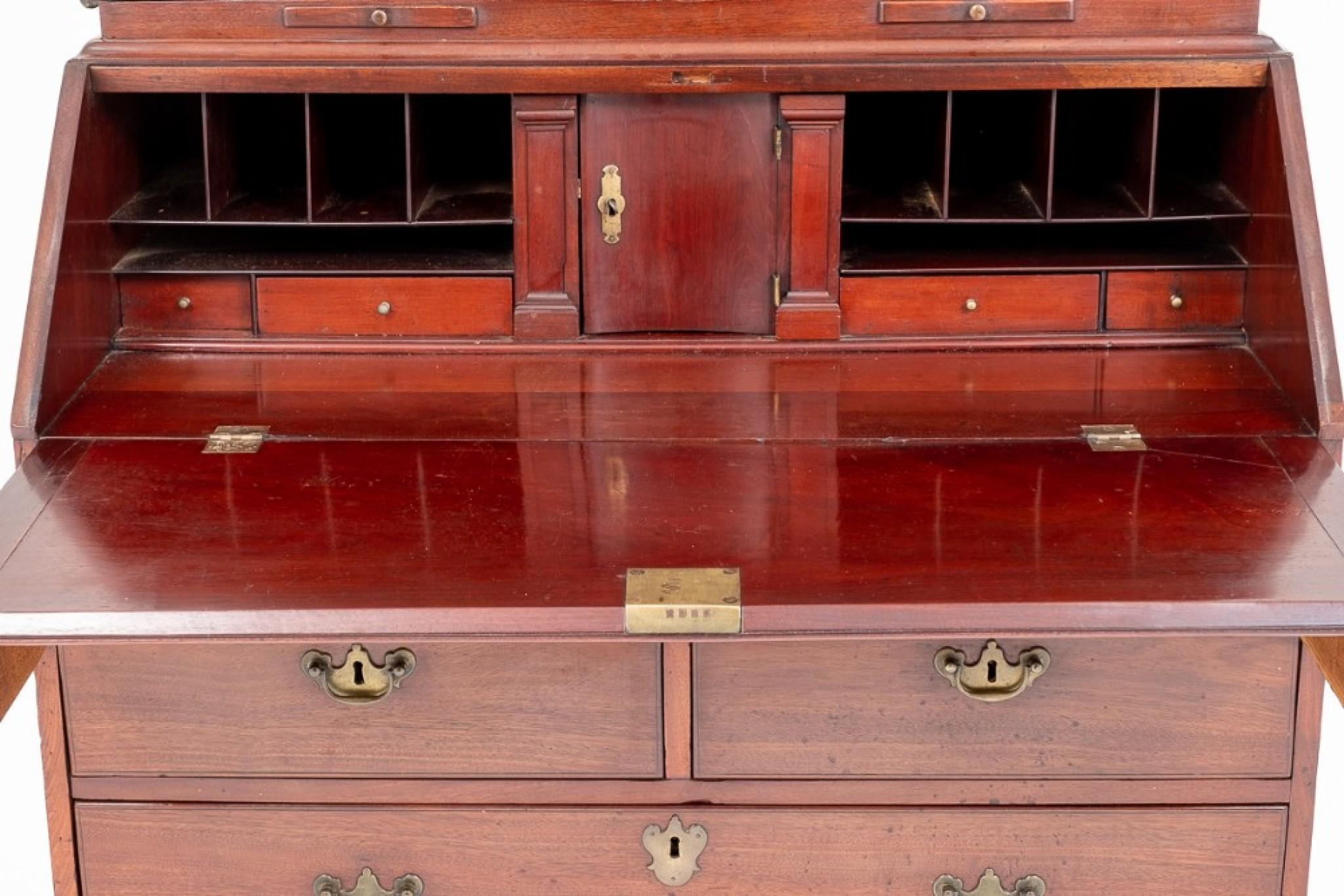 Georgian Bureau Bookcase Mahogany Antique For Sale 3