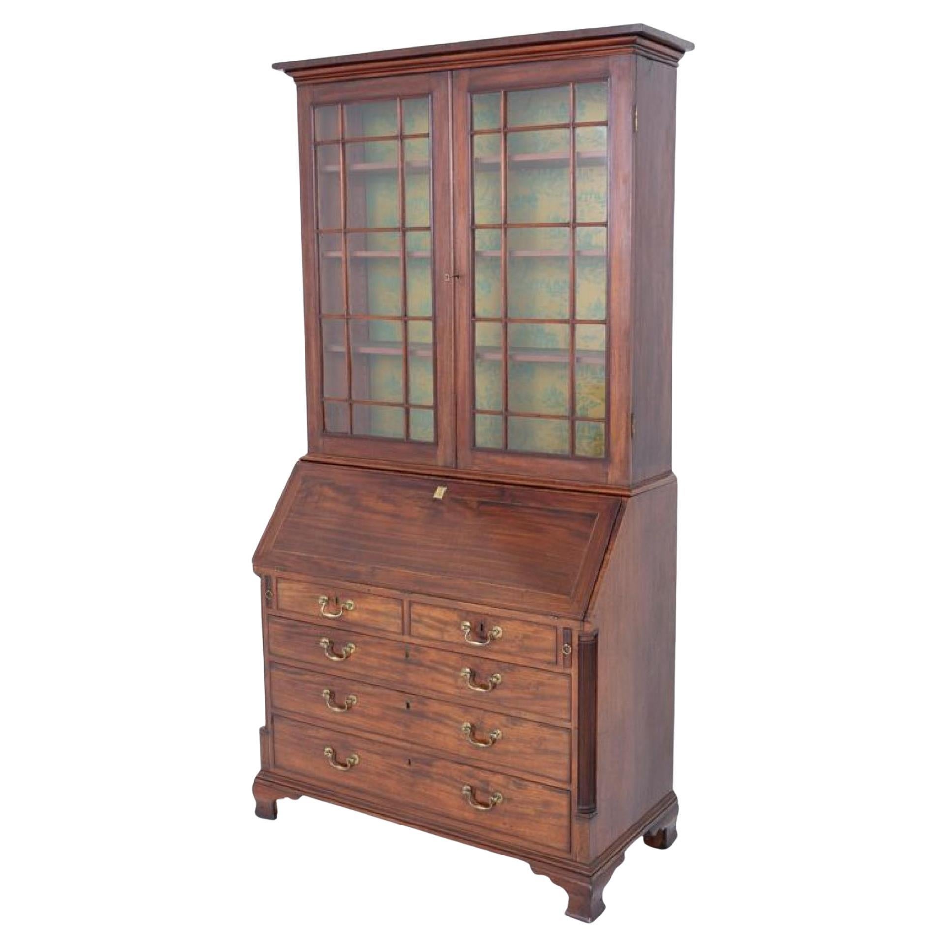 Georgian Bureau Bookcase Mahogany Library Cabinet 1800