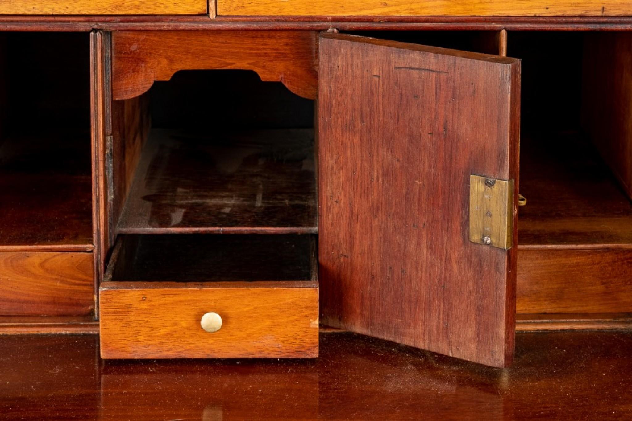 Brass Georgian Bureau Bookcase Period Mahogany Antique 1800 For Sale