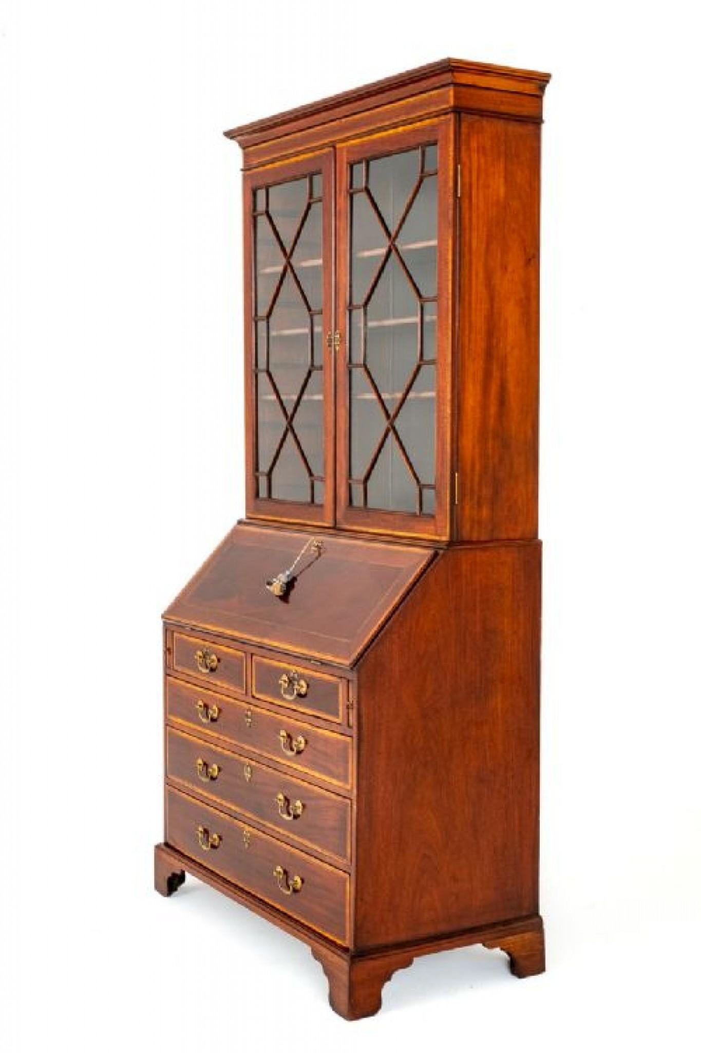 Georgian Bureau Bookcase Period Mahogany Desk For Sale 9