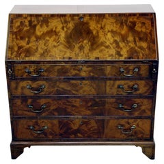 Antique Georgian Bureau Desk Flame Mahogany 1820 Period