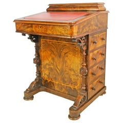 Antique Georgian Burl Mahogany and Walnut Davenport