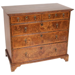 Georgian Burl Walnut Chest of Drawers