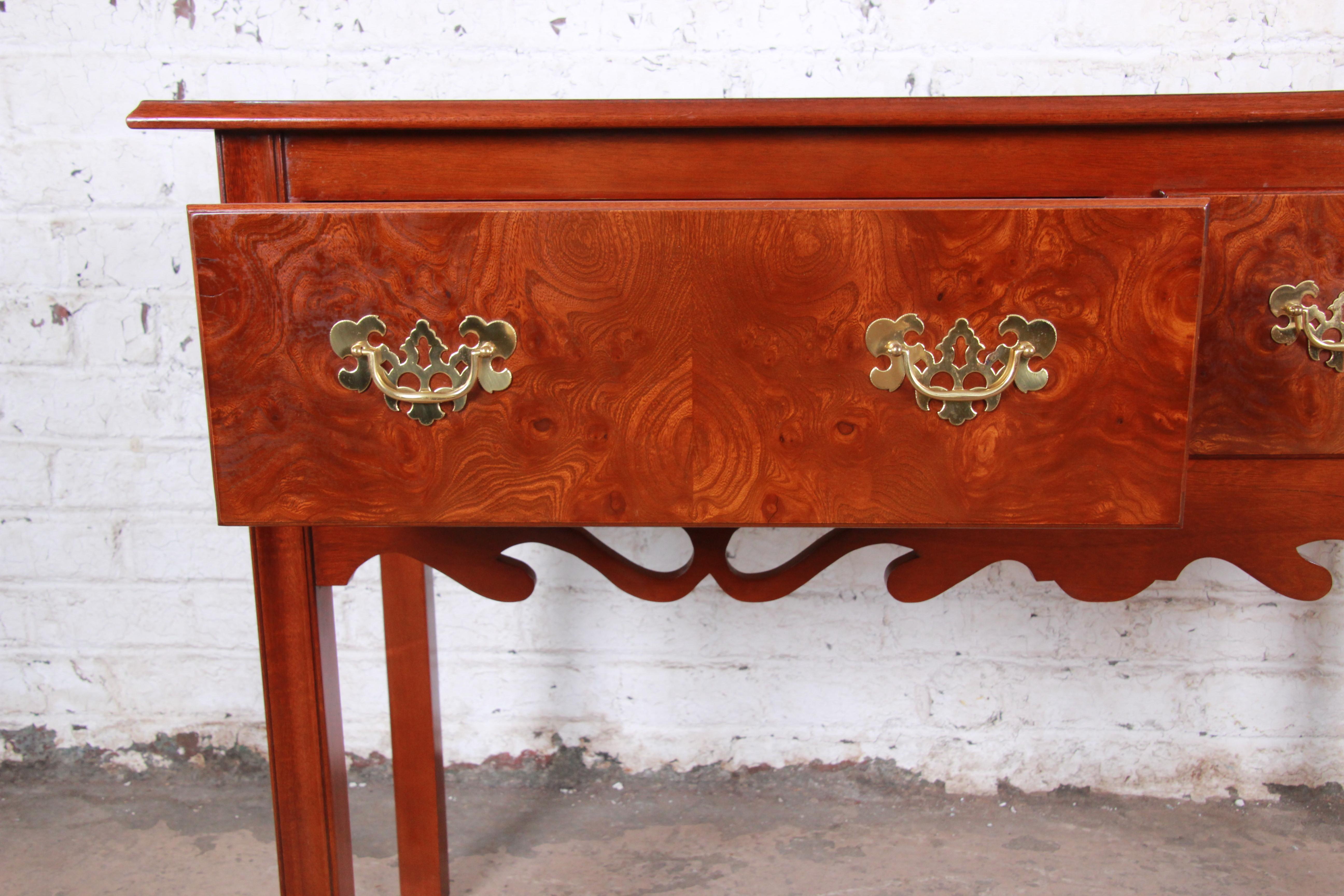 Georgian Burl Wood and Banded Mahogany Credenza or Console Table 3