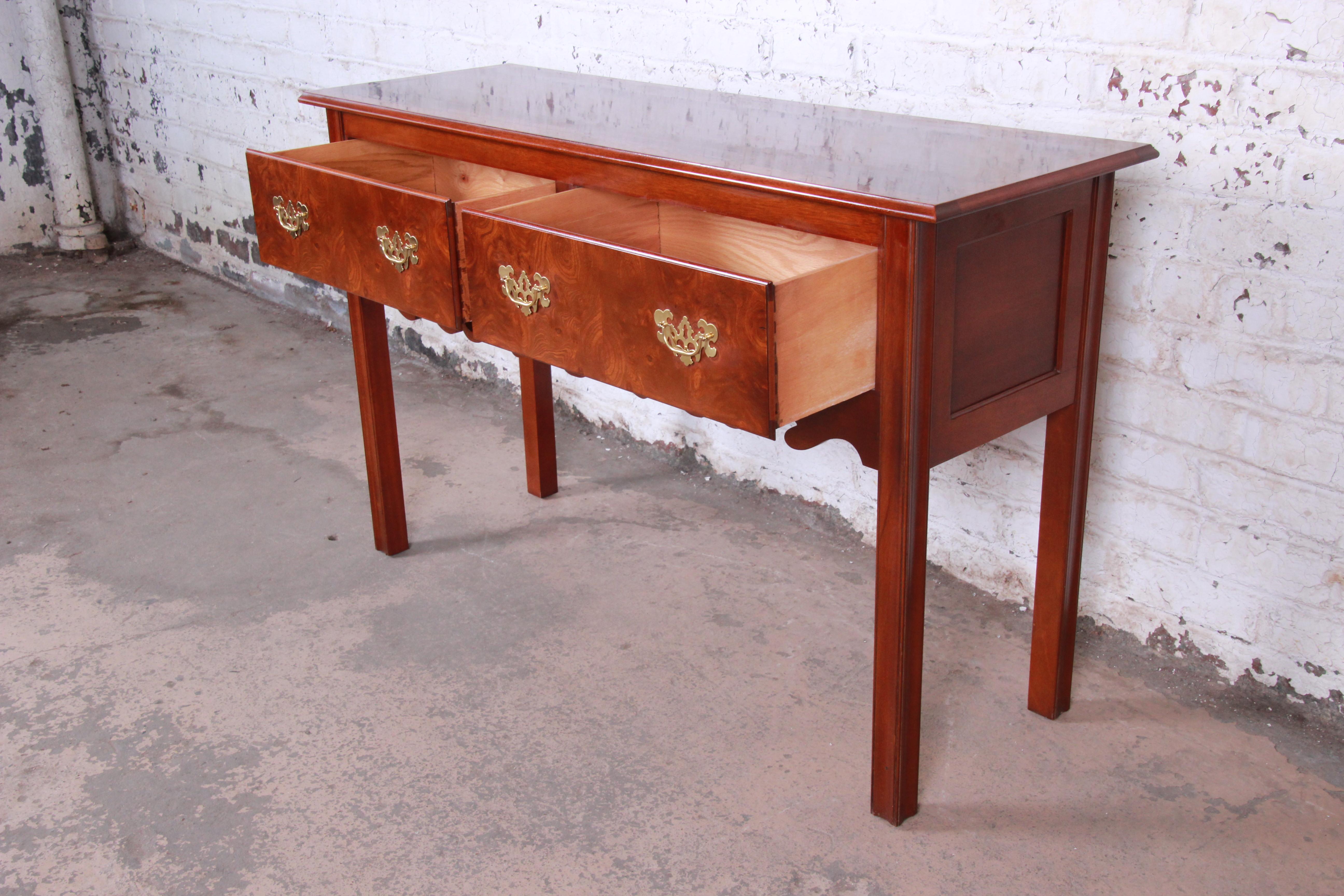 Georgian Burl Wood and Banded Mahogany Credenza or Console Table 2