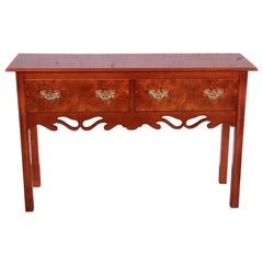 Georgian Burl Wood and Banded Mahogany Credenza or Console Table
