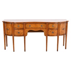 Georgian Burl Wood Double Serpentine Sideboard in the Manner of Baker Furniture