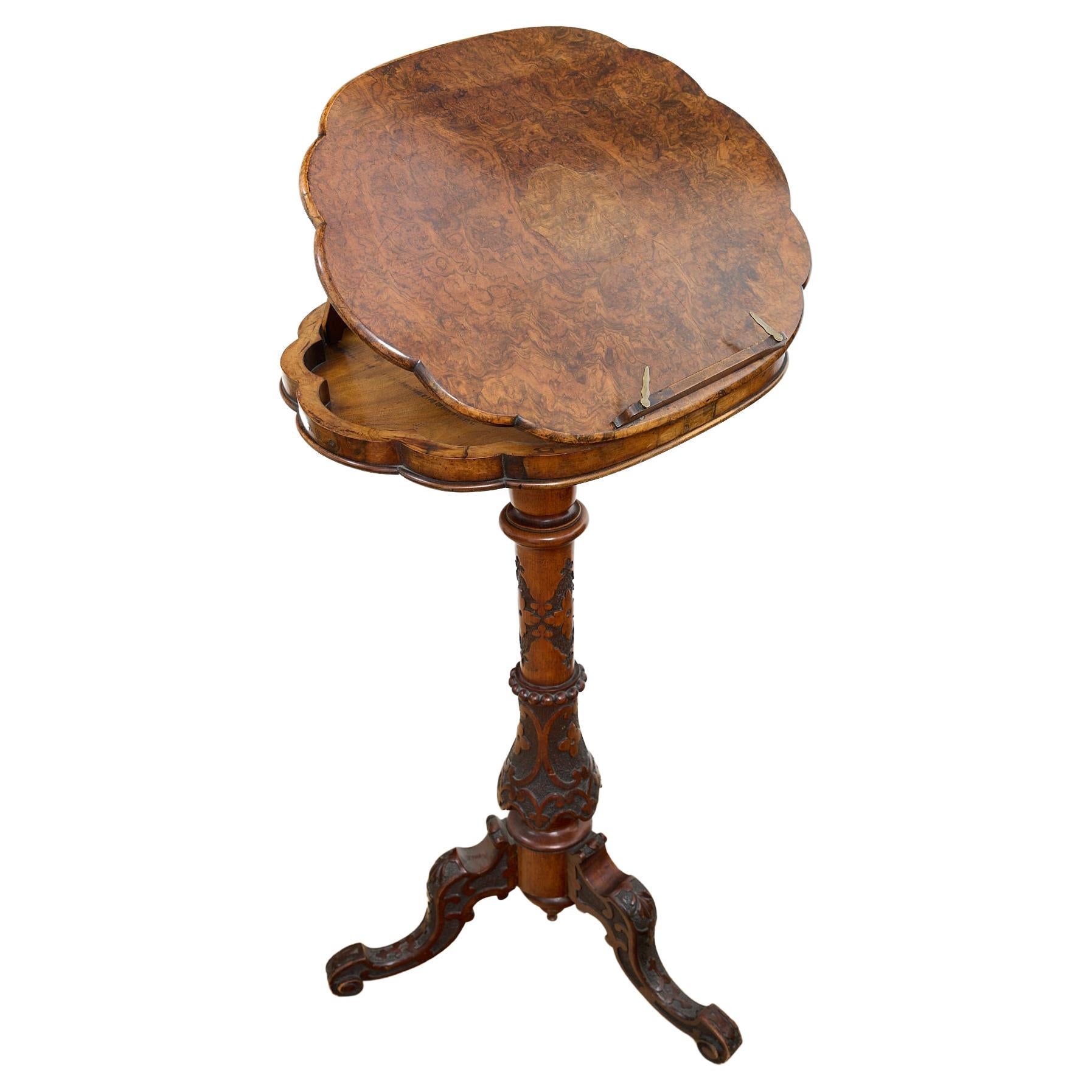 Georgian Burled Walnut  Small Table bookstand