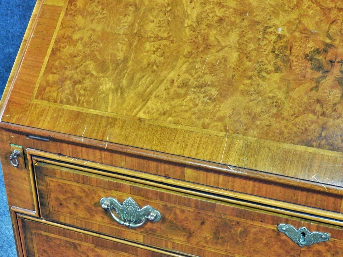 Burled Walnut Tombstone Glazed Secretary Desk with Individual Glass In Good Condition In Swedesboro, NJ