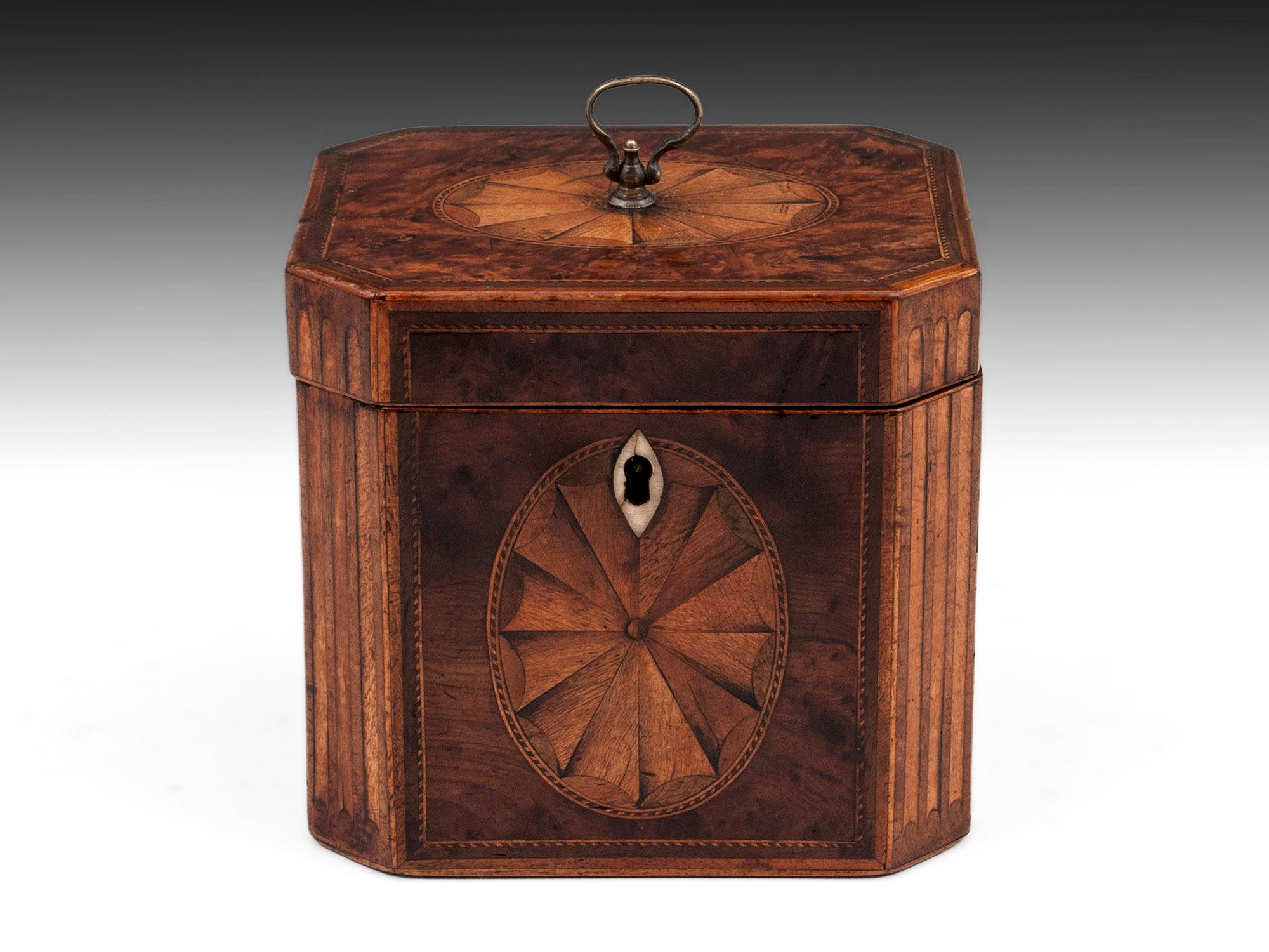 Burr Yew Inlaid Tea Caddy Circa 1780

From our Tea Caddies collection, we are thrilled to offer this square Georgian Burr Yew wood inlaid Tea Caddy. The Caddy of square form with canted corners having inlaid boxwood flutes. The front and lid