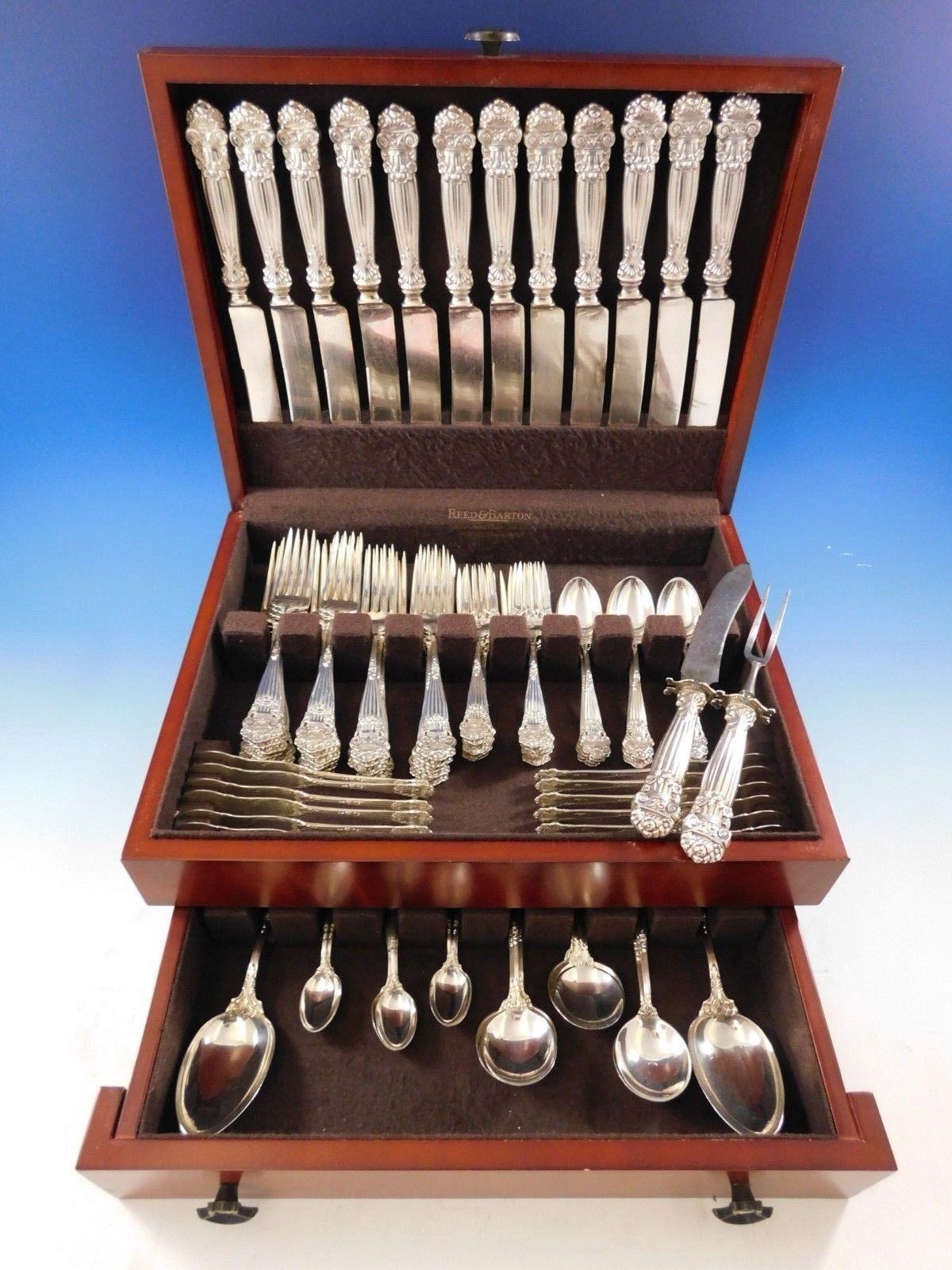 Georgian by Towle sterling silver dinner size flatware set, 100 pieces. This set includes:

12 dinner knives, 9 3/4