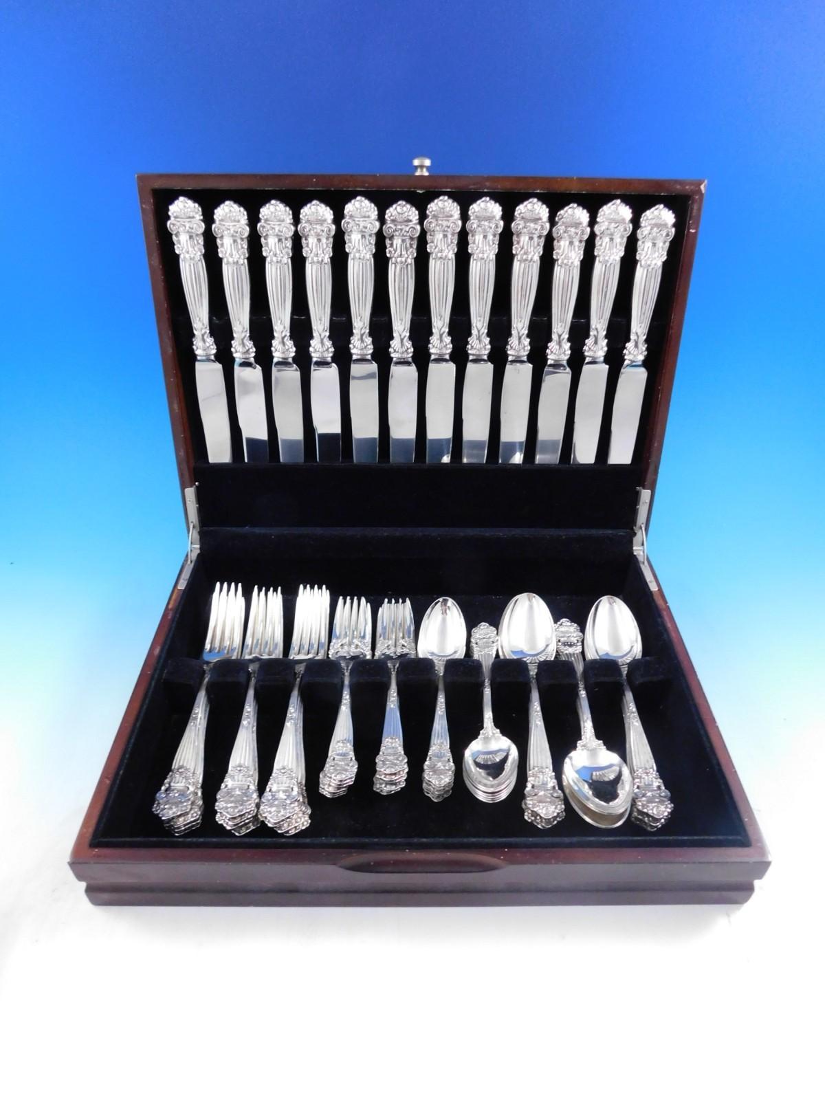 Georgian by Towle Sterling Silver Flatware Set for 12 Service 60 pcs Dinner Size For Sale 3
