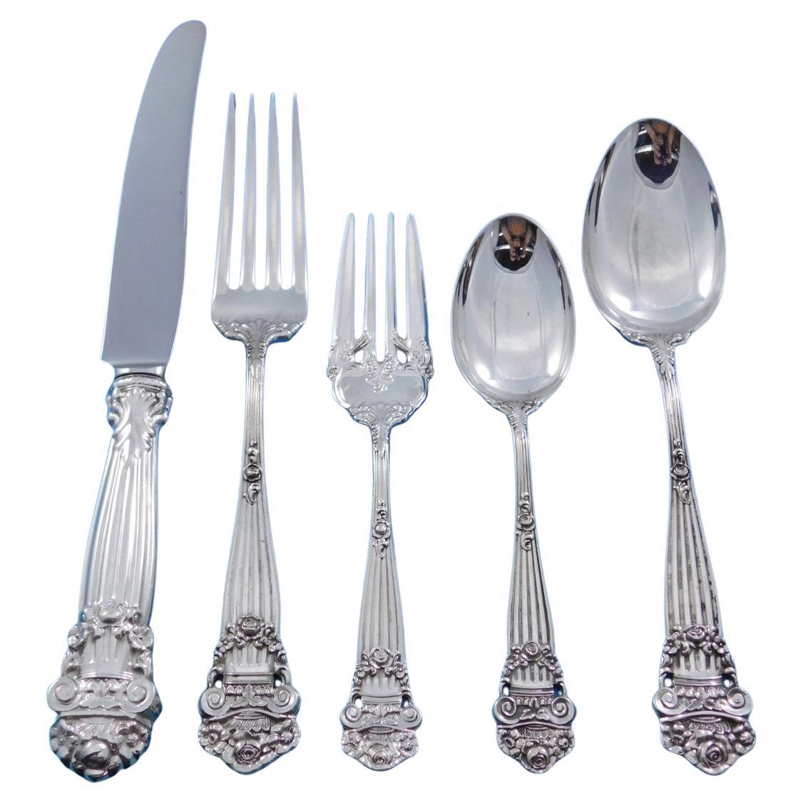 Georgian by Towle Sterling Silver Flatware Set for 12 Service 60 pcs Dinner Size For Sale