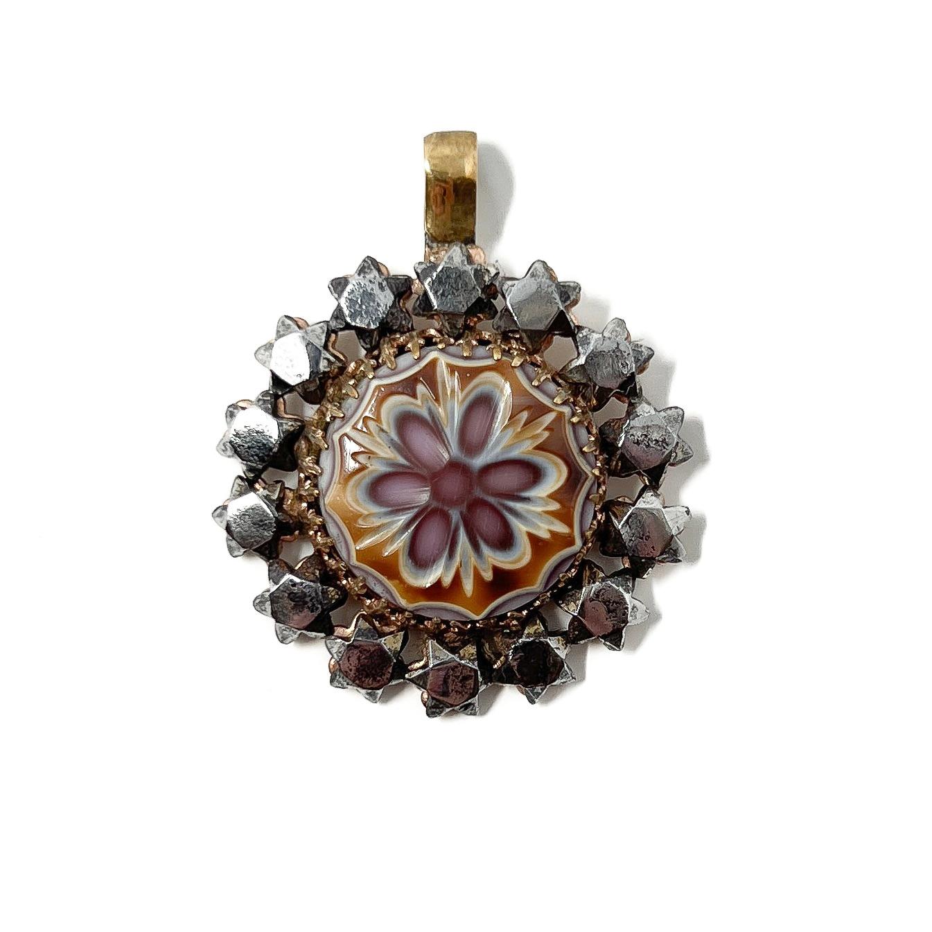 Women's Georgian c.1800 Cut Steel and Glass Antique Pendant For Sale