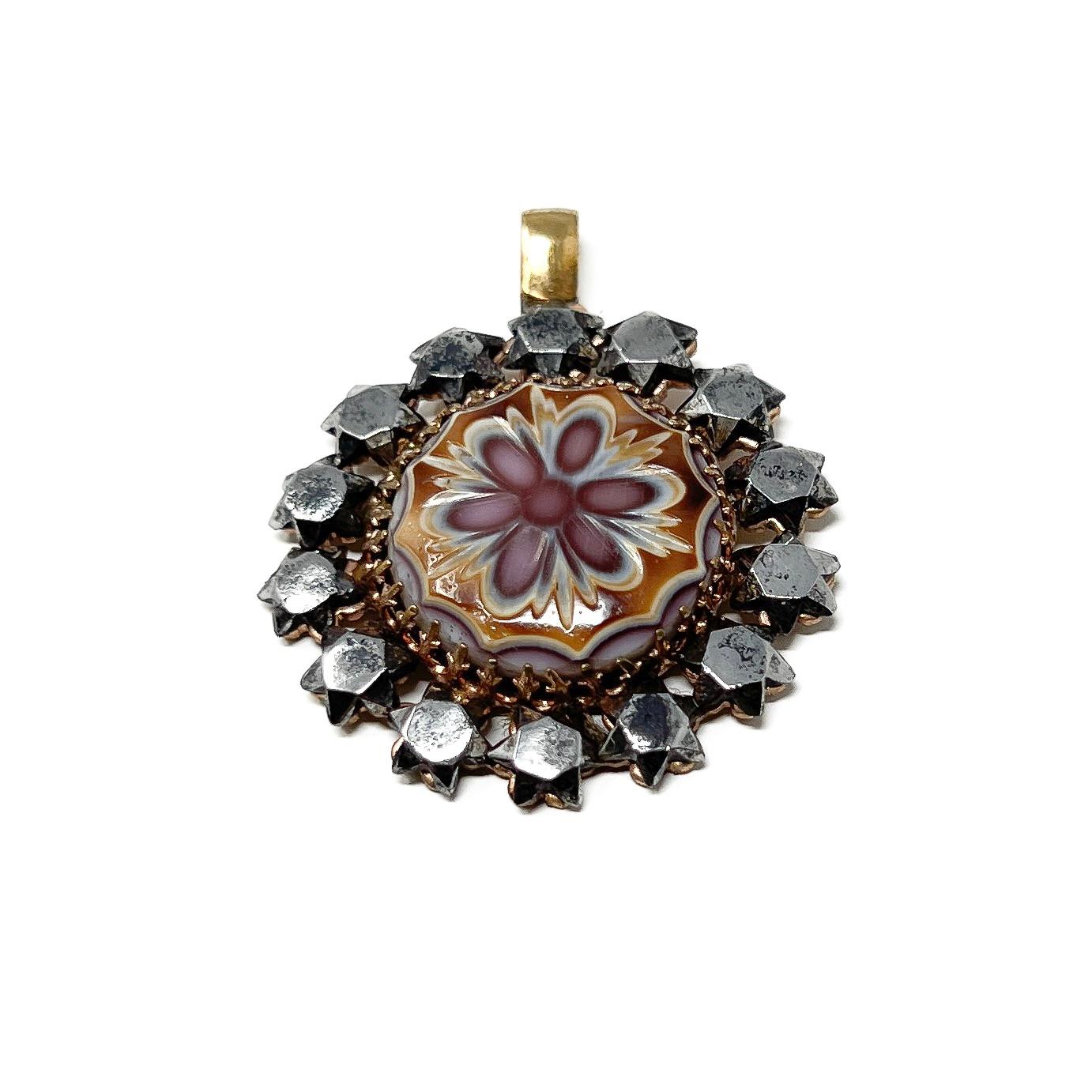 Georgian c.1800 Cut Steel and Glass Antique Pendant For Sale 1