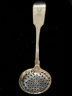Georgian c1824 Sterling Silver Tea Strainer, English Hallmarks, W.H.L.