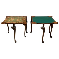 Georgian, Card or Game Tables, A Pair, Tapestry, Mahogany, 18th Century