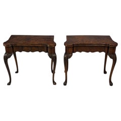 Georgian, Card or Game Tables, A Pair, Tapestry, Mahogany, 18th Century