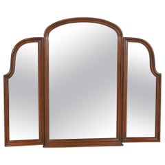 Vintage Georgian Carved Cherry Wood Tri-Fold Triple Mirror