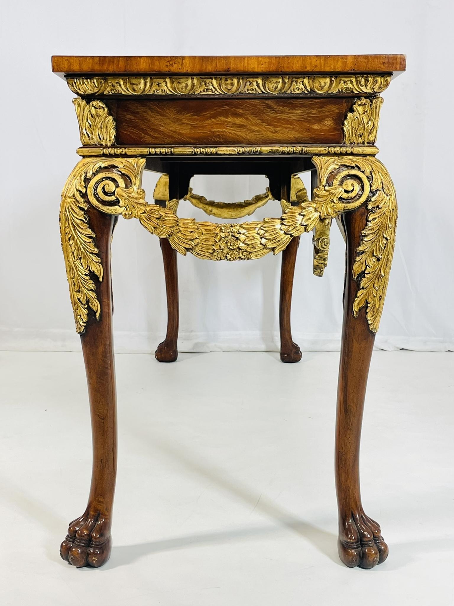 Georgian Carved & Gold Gilt Mahogany Console Table by Maitland Smith In Good Condition For Sale In Los Angeles, CA