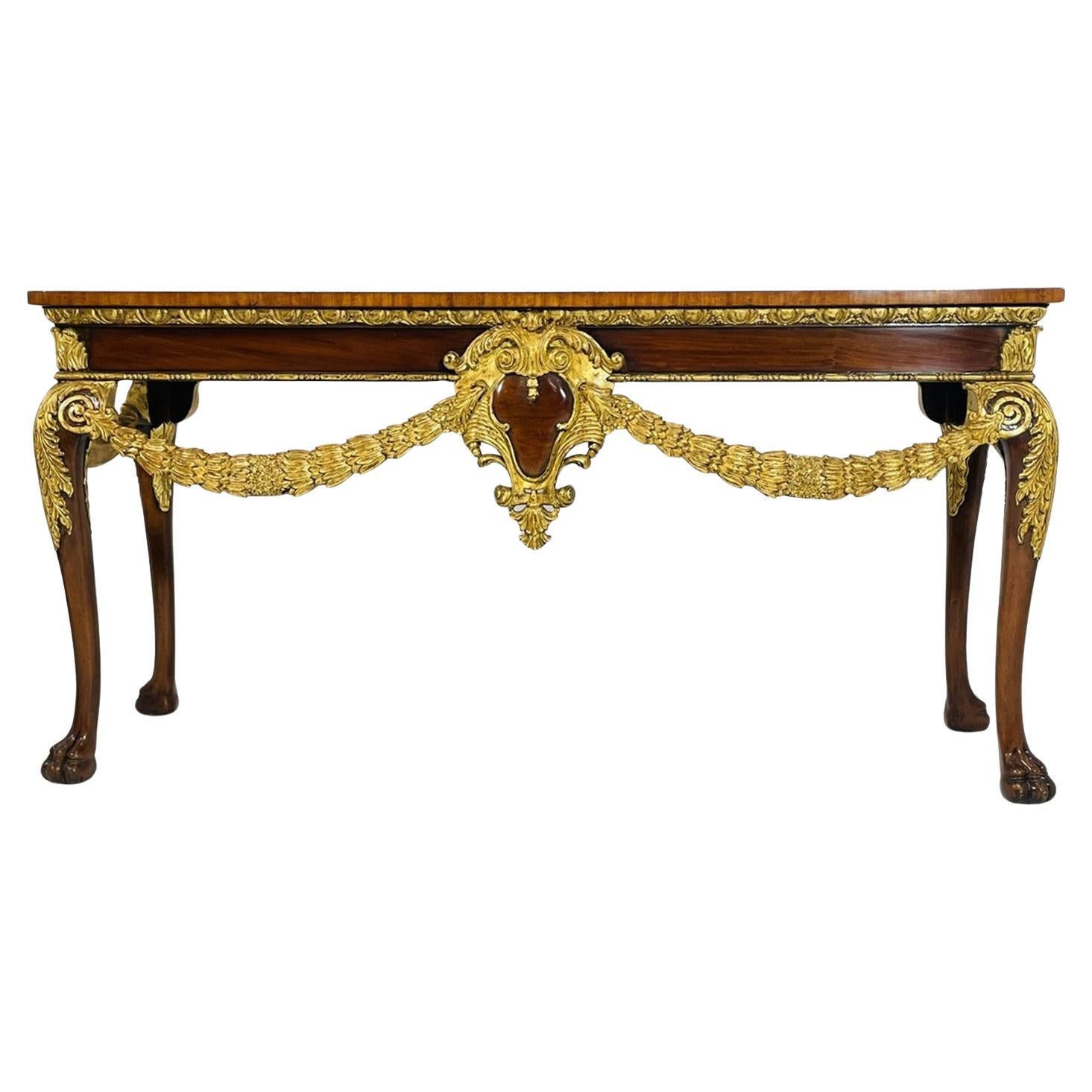Georgian Carved & Gold Gilt Mahogany Console Table by Maitland Smith For Sale