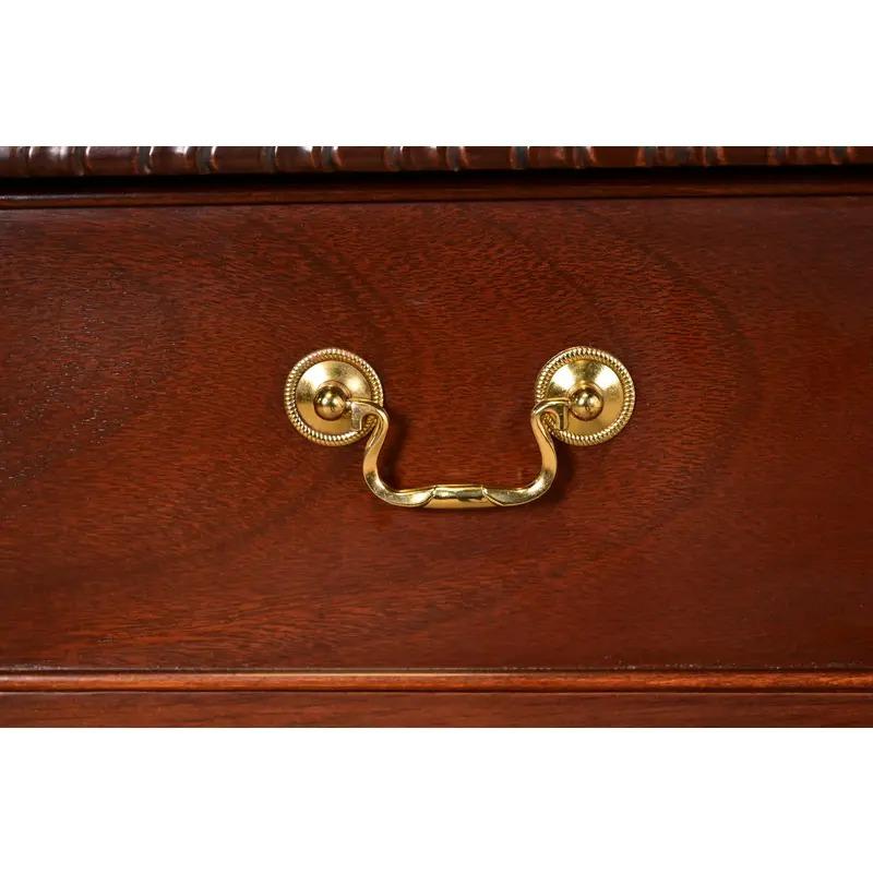 Georgian Carved Mahogany Lighted Breakfront Bookcase Cabinet by Craftique For Sale 2