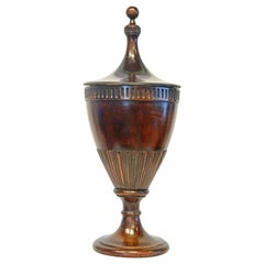 Georgian Carved Mahogany Zinc Lined Urn Shape Lidded Wine Cooler, England