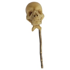 Georgian Carved Memento Mori Skull Stick Pin