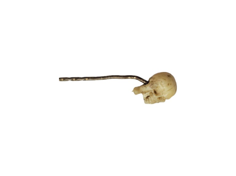 Georgian Carved Memento Mori Skull Stick Pin For Sale at 1stDibs