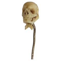 Antique Georgian Carved Memento Mori Skull Stick Pin