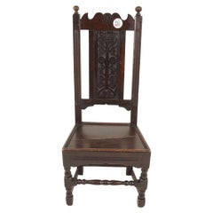 Georgian Carved Oak Hall Chair, Scotland 1820, H579