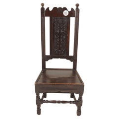 Antique Georgian Carved Oak Hall Chair, Scotland 1820, H579