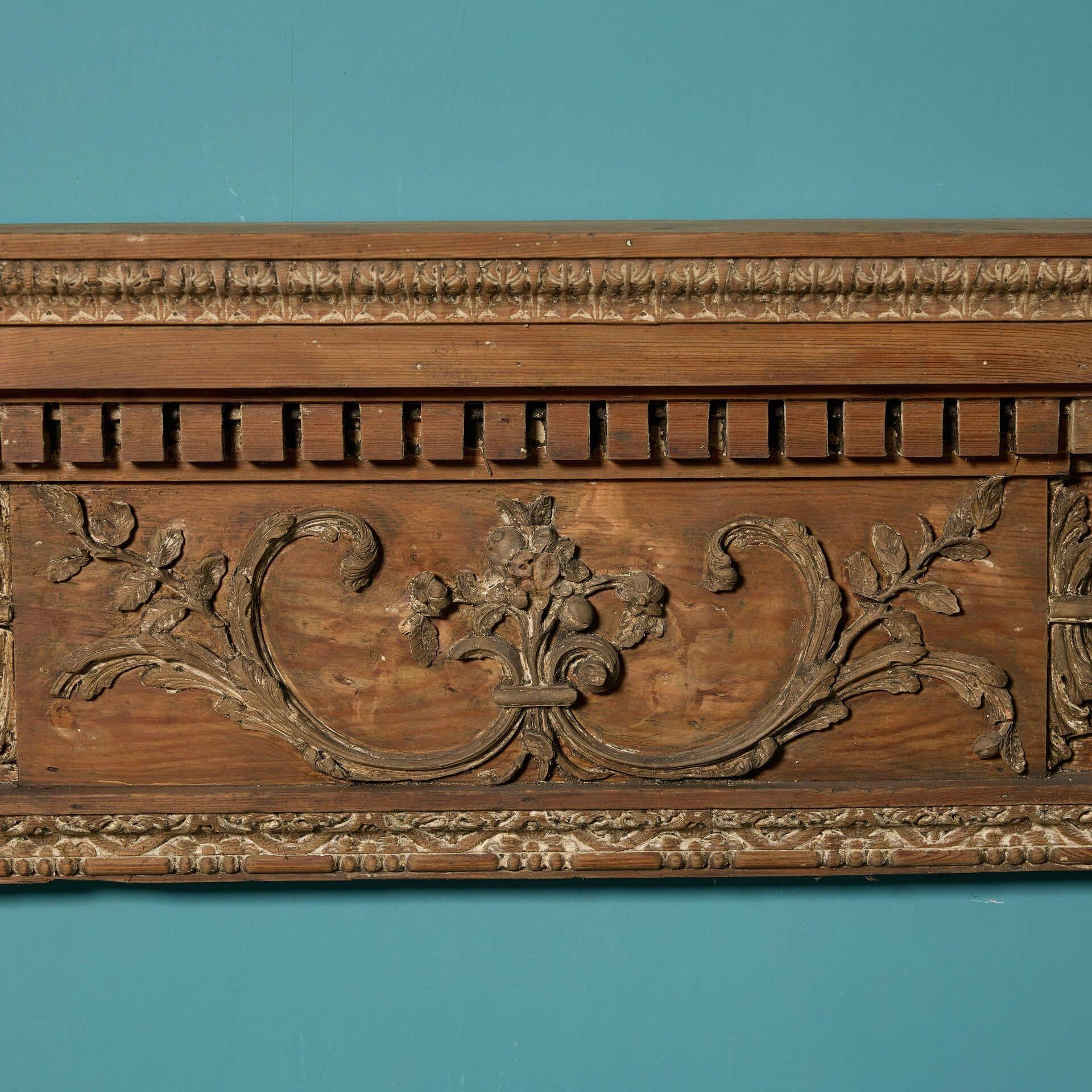 18th Century Georgian Carved Pine Fire Surround For Sale