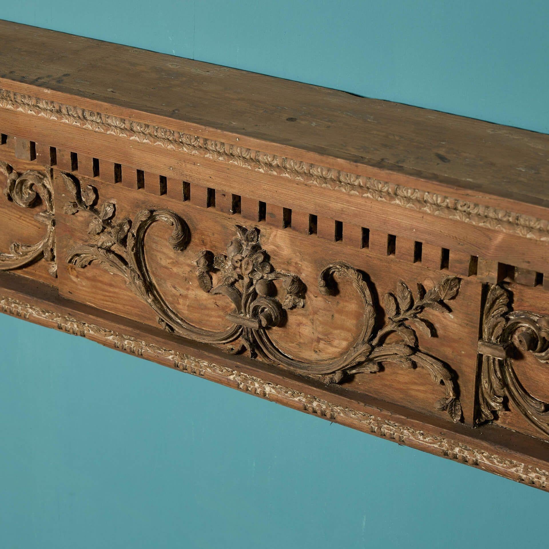 Georgian Carved Pine Fire Surround For Sale 1