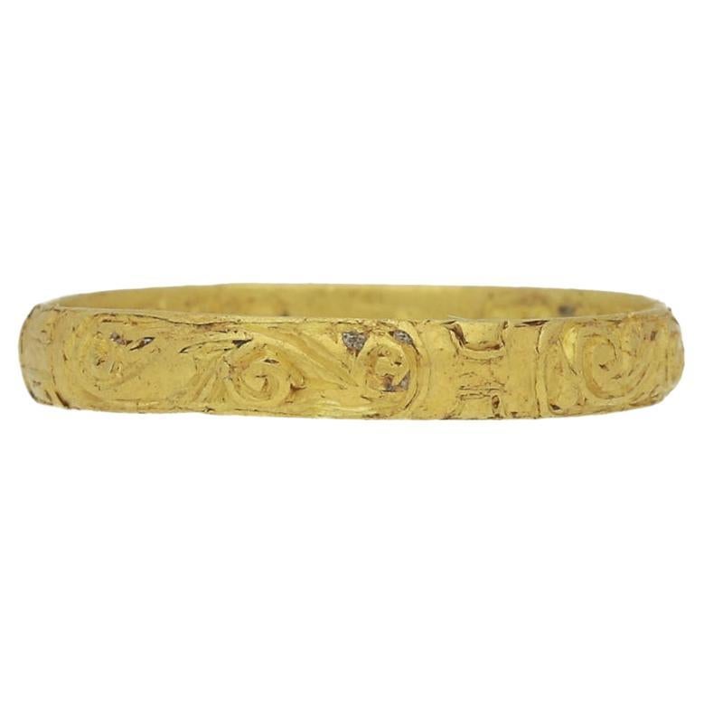 Georgian Carved Posy Ring 'Nosse Te Ipsum', circa 18th Century For Sale