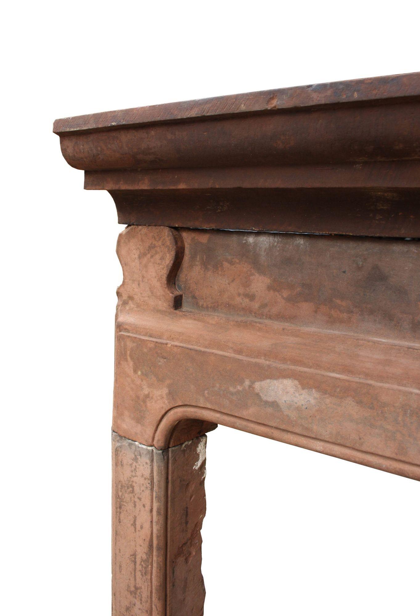 English Georgian Carved Red Sandstone Fire Mantel For Sale