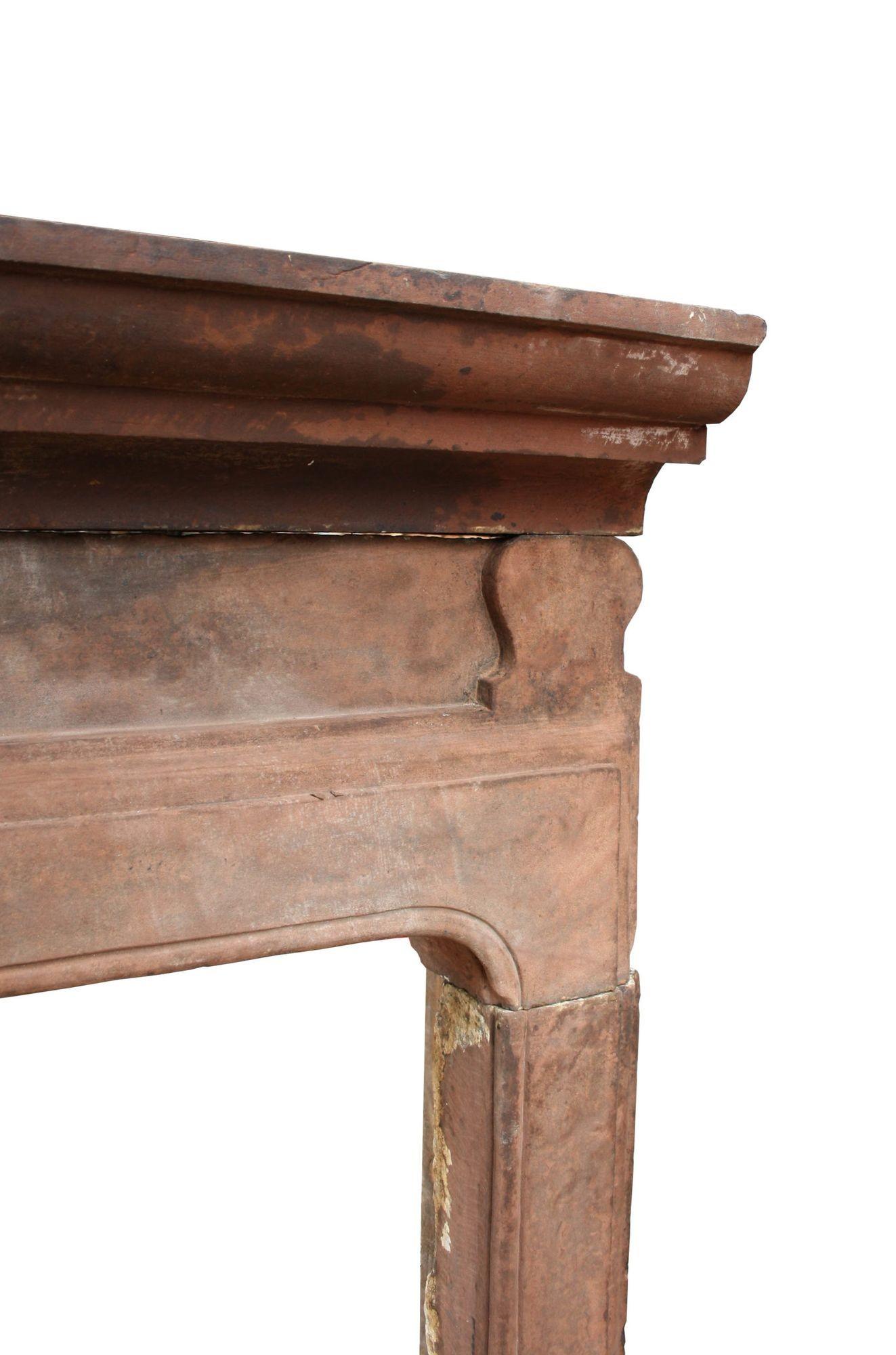 Hand-Crafted Georgian Carved Red Sandstone Fire Mantel For Sale