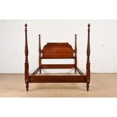 Georgian Carved Solid Cherry Wood King Size Poster Bed
