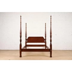 Georgian Carved Solid Cherry Wood King Size Poster Bed