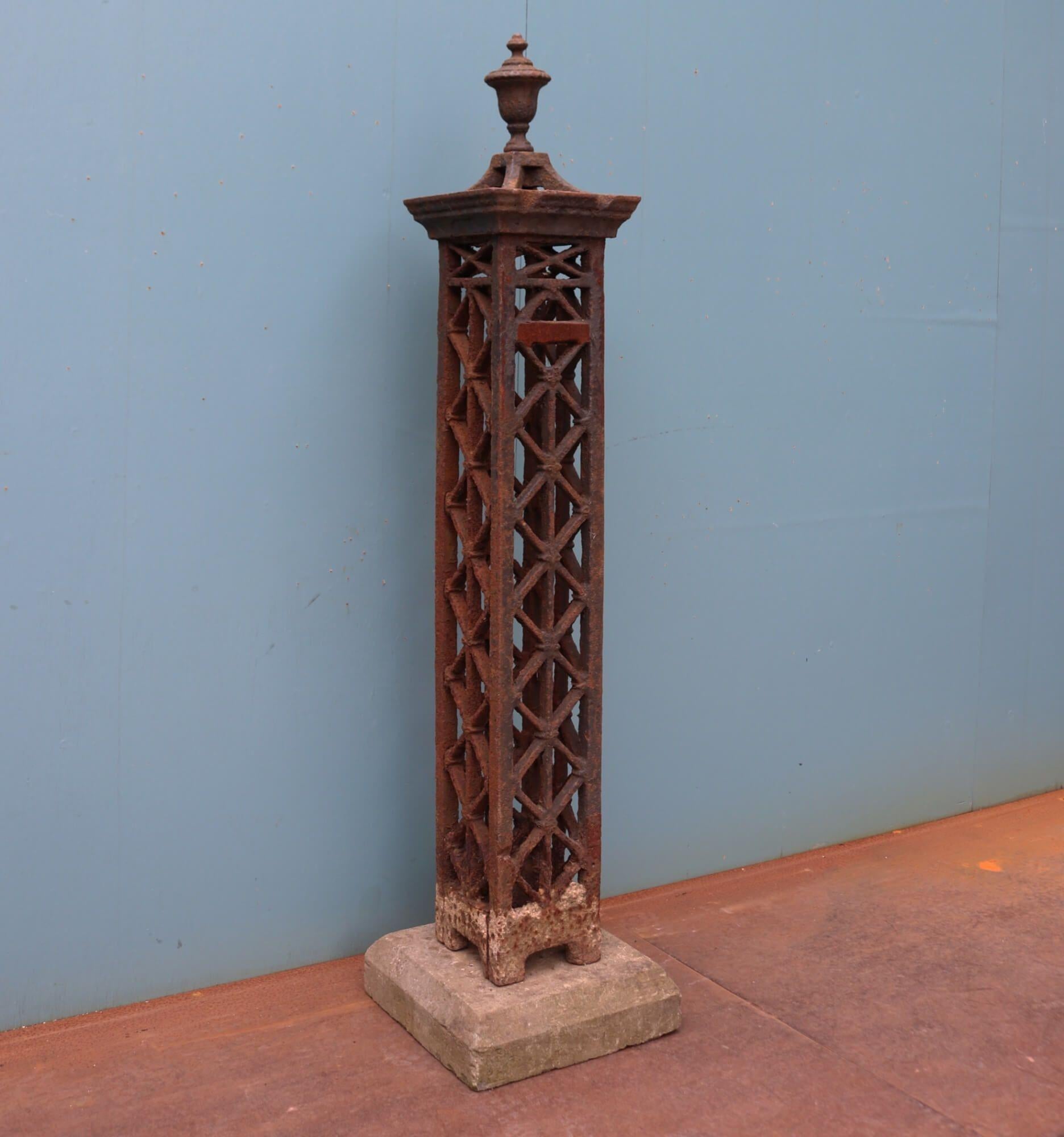 Metal Georgian Cast Iron Garden Obelisk For Sale